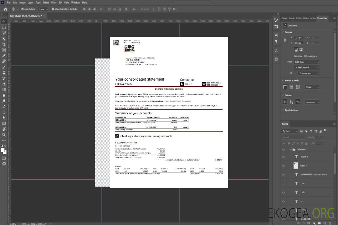 Modèle Word et PDF de relevé bancaire IBC USA Texas, 5 pages template Modèle Word et PDF de relevé bancaire IBC USA Texas, 5 pages template
